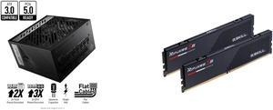 MSI - MPG A850G PCIE 5.0 80 GOLD Full Modular Gaming PSU 12VHPWR Cable 4080 4070 ATX 3.0 Compatible 850W Power Supply and G.SKILL Ripjaws S5 Series 64GB (2 x 32GB) 288-Pin PC RAM DDR5 6000 (PC5 48000) Desktop Memory Model F5-6000J3040G32GX2