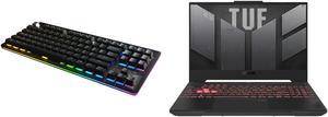 MOUNTAIN Everest Core Compact Mechanical Gaming Keyboard - USB Hub - Tactile and Clicky - RGB Backlit - Midnight Black and ASUS TUF Gaming A15 (2023) Gaming Laptop 15.6" FHD 144Hz 100% sRGB Display GeForce RTX 4060 AMD Ryzen 7 7735HS 16GB D