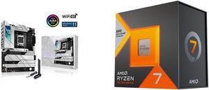 ASUS ROG STRIX X670E-A GAMING WIFI 6E Socket AM5 (LGA 1718) Ryzen 7000 Gaming Motherboard ATX (16 + 2 power stages PCIe 5.0 DDR5 four M.2 slots with heatsinksUSB 3.2 Gen 2x2 WiFi 6E AI Cooling) and AMD Ryzen 7 7800X3D - Ryzen 7 7000 Series