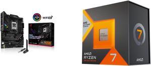 ASUS ROG STRIX B650E-F GAMING WiFi Socket AM5 (LGA 1718) Ryzen 7000 gaming motherboard(12 + 2 power stages DDR5 three M.2 slots PCIe 5.0 WiFi 6E 2.5G LAN USB 3.2 Gen 2x2 Type-C® port) and AMD Ryzen 7 7800X3D - Ryzen 7 7000 Series 8-Core 4.2