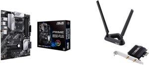 ASUS PRIME B550-PLUS AM4 ATX AMD Motherboard and ASUS AX3000 (PCE-AX58BT) Next-Gen WiFi 6 Dual Band PCIe Wireless Adapter with Bluetooth 5.0 - OFDMA 2x2 MU-MIMO and WPA3 Security