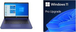 HP 14 Series 14 Touchscreen Laptop  Intel Celeron N4020  4GB RAM  64GB eMMC  Windows 10 Home in S mode Indigo Blue 14dq0050nr 47X80UAABA and Microsoft Windows 11 Pro Upgrade from Home to Pro Digital Download