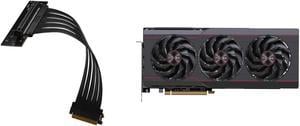 MSI PCIE 40 X16 RISER CABLE 180mmBlack 180mm Riser Cable and SAPPHIRE PULSE Radeon RX 7900 XT Video Card 113230220G