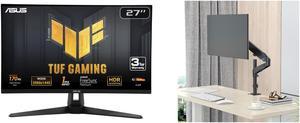 ASUS 27 170Hz WQHD 2560 x 1440 Gaming Monitor 1ms Freesync Premium Overclock to Extreme Low Motion Blur Shadow Boost HDR DisplayWidget Lite TUF Gaming VG27AQA1A above 144Hz and Rosewill Single Monitor Mount Adjustable Monitor Arm De