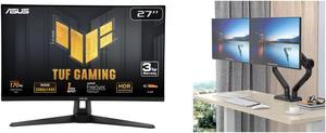 ASUS 27 170Hz WQHD 2560 x 1440 Gaming Monitor 1ms Freesync Premium Overclock to Extreme Low Motion Blur Shadow Boost HDR DisplayWidget Lite TUF Gaming VG27AQA1A above 144Hz and Rosewill Premium Dual Monitor Mount 13 to 35 Inch Premi