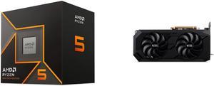 AMD Ryzen 5 9600X - Ryzen 5 9000 Series Granite Ridge (Zen 5) 6-Core 3.9 GHz - Socket AM5 65W - Radeon Graphics Processor - 100-100001405WOF and Acer Nitro Radeon RX 7900 GRE Video Card DP.Z44WW.P01