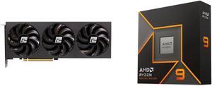 PowerColor Fighter Radeon RX 7700 XT 12GB GDDR6 PCI Express 4.0 x16 ATX Video Card RX7700XT 12G-F/OC and AMD Ryzen 9 9900X - Ryzen 9 9000 Series Granite Ridge (Zen 5) 12-Core 4.4 GHz - Socket AM5 120W - Radeon Graphics Processor - 100-10000