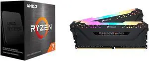 AMD Ryzen 7 5700X  Ryzen 7 5000 Series Vermeer Zen 3 8Core 34 GHz Socket AM4 65W None Integrated Graphics Desktop Processor  100100000926WOF and CORSAIR Vengeance RGB Pro 64GB 2 x 32GB 288Pin PC RAM DDR4 3600 PC4 28800 Desktop M