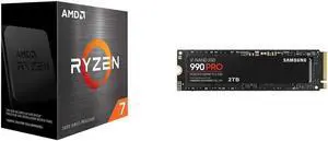 AMD Ryzen 7 5700X  Ryzen 7 5000 Series Vermeer Zen 3 8Core 34 GHz Socket AM4 65W None Integrated Graphics Desktop Processor  100100000926WOF and SAMSUNG 990 PRO 2TB SSD PCIe Gen4 M2 2280 Seq Read Speeds Upto 7450MBs for High End