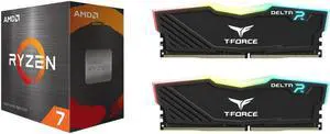 AMD Ryzen 7 5800X  Ryzen 7 5000 Series Vermeer Zen 3 8Core 38 GHz Socket AM4 105W None Integrated Graphics Desktop Processor  100100000063WOF and Team TForce Delta RGB 32GB 2 x 16GB 288Pin PC RAM DDR4 3600 PC4 28800 Desktop Mem