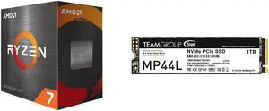 AMD Ryzen 7 5800X  Ryzen 7 5000 Series Vermeer Zen 3 8Core 38 GHz Socket AM4 105W None Integrated Graphics Desktop Processor  100100000063WOF and Team Group MP44L M2 2280 1TB PCIe 40 x4 with NVMe 14 TLC Internal Solid State Drive