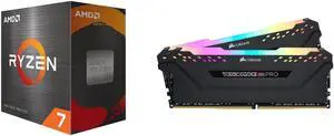 AMD Ryzen 7 5800X  Ryzen 7 5000 Series Vermeer Zen 3 8Core 38 GHz Socket AM4 105W None Integrated Graphics Desktop Processor  100100000063WOF and CORSAIR Vengeance RGB Pro 64GB 2 x 32GB 288Pin PC RAM DDR4 3600 PC4 28800 Desktop