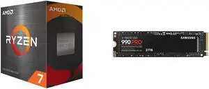 AMD Ryzen 7 5800X  Ryzen 7 5000 Series Vermeer Zen 3 8Core 38 GHz Socket AM4 105W None Integrated Graphics Desktop Processor  100100000063WOF and SAMSUNG 990 PRO 2TB SSD PCIe Gen4 M2 2280 Seq Read Speeds Upto 7450MBs for High End