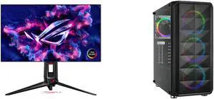 ASUS ROG Swift OLED 27 1440P Gaming Monitor PG27AQDP  QHD 480Hz 003ms GSYNC Compatible Custom Heatsink AI Gaming DisplayHDR400 True Black 10bit 99 DCIP3 DisplayWidget and Rosewill SPECTRA D100 ATX MidTower Gaming PC Computer Case