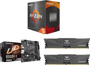 [Bundle] AMD Ryzen 5 5600X, Gigabyte B550M, T-Force Vulcan Z 16GB DDR4 3200, Team Group MP33 512GB SSD - $198