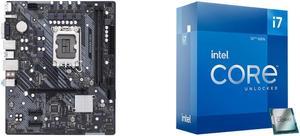 ASRock B660M-HDV LGA 1700 Intel B660 SATA 6Gb/s DDR4 Micro ATX Motherboard Intel Core i7-12700K - Core i7 12th Gen Alder Lake 12-Core (8P+4E) 3.6 GHz LGA 1700 125W Intel UHD Graphics 770 Desktop Processor - BX8071512700K