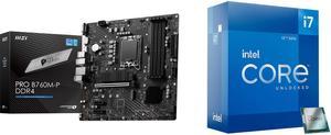 MSI PRO B760M-P DDR4 LGA 1700 Intel B760 SATA 6Gb/s Micro ATX Motherboard Intel Core i7-12700K - Core i7 12th Gen Alder Lake 12-Core (8P+4E) 3.6 GHz LGA 1700 125W Intel UHD Graphics 770 Desktop Processor - BX8071512700K