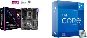 ASRock Z790 Lightning WiFi LGA 1700(14th,13th,12th Gen) Intel Z790 SATA 6Gb/s ATX DDR5 1 PCIe 5.0 x16 2.5G LAN WiFi 6E + Bluetooth Motherboards - Intel Intel Core i7-12700KF - Core i7 12th Gen Alder Lake 12-Core (8P+4E) 3.6 GHz LGA 1700 125