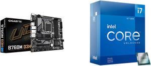 GIGABYTE B760M D3H LGA 1700 Intel B760 M-ATX Motherboard with DDR5, Dual M.2, PCIe 4.0, USB 3.2 Gen 2 Type-C,  Intel 2.5GbE LAN, Q-Flash Plus, PCIe EZ-Latch Intel Core i7-12700KF - Core i7 12th Gen Alder Lake 12-Core (8P+4E) 3.6 GHz LGA 170