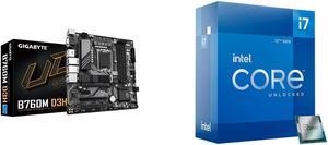 GIGABYTE B760M D3H LGA 1700 Intel B760 M-ATX Motherboard with DDR5, Dual M.2, PCIe 4.0, USB 3.2 Gen 2 Type-C,  Intel 2.5GbE LAN, Q-Flash Plus, PCIe EZ-Latch Intel Core i7-12700K - Core i7 12th Gen Alder Lake 12-Core (8P+4E) 3.6 GHz LGA 1700