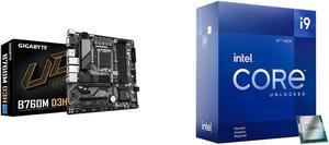 GIGABYTE B760M D3H LGA 1700 Intel B760 M-ATX Motherboard with DDR5, Dual M.2, PCIe 4.0, USB 3.2 Gen 2 Type-C,  Intel 2.5GbE LAN, Q-Flash Plus, PCIe EZ-Latch Intel Core i9-12900KF - Core i9 12th Gen Alder Lake 16-Core (8P+8E) 3.2 GHz LGA 170