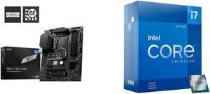 MSI PRO Z790-S WIFI LGA 1700 ATX DDR5  SATA 6Gbps 2.5G LAN with Wi-Fi 6E Motherboard Intel Core i7-12700KF - Core i7 12th Gen Alder Lake 12-Core (8P+4E) 3.6 GHz LGA 1700 125W Desktop Processor - BX8071512700KF