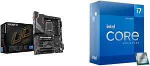 GIGABYTE Z790 UD AC LGA 1700 Intel Z790 ATX Motherboard with DDR5, Triple M.2, PCIe 5.0, USB 3.2 Gen2X2 Type-C, Intel Wi-Fi, 2.5GbE LAN, PCIe EZ-Latch, Multi-Key Intel Core i7-12700K - Core i7 12th Gen Alder Lake 12-Core (8P+4E) 3.6 GHz LGA