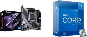 GIGABYTE B760I AORUS PRO LGA 1700 Intel B760 DDR5 SATA 6Gb/s Mini ITX Motherboard Intel Core i7-12700KF - Core i7 12th Gen Alder Lake 12-Core (8P+4E) 3.6 GHz LGA 1700 125W Desktop Processor - BX8071512700KF