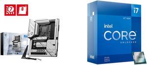 MSI Z790 PROJECT ZERO LGA1700 Wi-Fi 7 DDR5 Back Connect Design ATX Motherboard Intel Core i7-12700KF - Core i7 12th Gen Alder Lake 12-Core (8P+4E) 3.6 GHz LGA 1700 125W Desktop Processor - BX8071512700KF