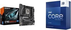 GIGABYTE Z790 EAGLE AX LGA 1700 Intel Z790 ATX Motherboard with DDR5, M.2, PCIe 5.0, USB 3.2 Gen2X2 Type-C, Intel Wi-Fi 6E, 2.5GbE LAN, Q-Flash Plus, EZ-Latch Intel Core i9-13900KF - Core i9 13th Gen Raptor Lake 24-Core (8P+16E) P-core Base