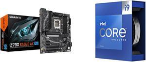 GIGABYTE Z790 EAGLE AX LGA 1700 Intel Z790 ATX Motherboard with DDR5, M.2, PCIe 5.0, USB 3.2 Gen2X2 Type-C, Intel Wi-Fi 6E, 2.5GbE LAN, Q-Flash Plus, EZ-Latch Intel Core i9-13900K - Core i9 13th Gen Raptor Lake 24-Core (8P+16E) P-core Base