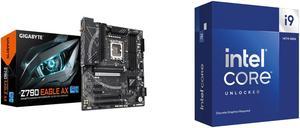 GIGABYTE Z790 EAGLE AX LGA 1700 Intel Z790 ATX Motherboard with DDR5, M.2, PCIe 5.0, USB 3.2 Gen2X2 Type-C, Intel Wi-Fi 6E, 2.5GbE LAN, Q-Flash Plus, EZ-Latch Intel Core i9-14900KF - Core i9 14th Gen 24-Core (8P+16E) LGA 1700 125W None Inte