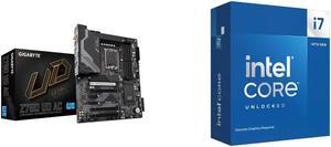 GIGABYTE Z790 UD AC LGA 1700 Intel Z790 ATX Motherboard with DDR5, Triple M.2, PCIe 5.0, USB 3.2 Gen2X2 Type-C, Intel Wi-Fi, 2.5GbE LAN, PCIe EZ-Latch, Multi-Key Intel Core i7-14700KF - Core i7 14th Gen 20-Core (8P+12E) LGA 1700 125W None I