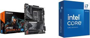 GIGABYTE Z790 GAMING X AX LGA 1700 Intel Z790 ATX Motherboard with DDR5, M.2, PCIe 5.0, USB 3.2 Gen2X2 Type-C, Intel Wi-Fi 6E, 2.5GbE LAN, Q-Flash Plus, EZ-Latch Plus Intel Core i7-14700K - Core i7 14th Gen 20-Core (8P+12E) LGA 1700 125W In