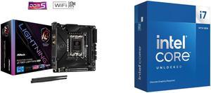 Asrock Z790I Lightning Wifi LGA 1700 DDR5 Mini ITX Motherboard PCIe 5.0 x16, 2.5G LAN , Wi-Fi 6E + Bluetooth, 3 x SATA3 6.0 Gb/s Intel Core i7-14700KF - Core i7 14th Gen 20-Core (8P+12E) LGA 1700 125W None Integrated Graphics Desktop Proces