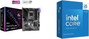 ASRock Z790 Lightning WiFi LGA 1700(14th,13th,12th Gen) Intel Z790 SATA 6Gb/s ATX DDR5 1 PCIe 5.0 x16 2.5G LAN WiFi 6E + Bluetooth Motherboards - Intel Intel Core i5-14600KF - Core i5 14th Gen 14-Core (6P+8E) LGA 1700 125W None Integrated G