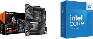 GIGABYTE Z790 GAMING X AX LGA 1700 Intel Z790 ATX Motherboard with DDR5, M.2, PCIe 5.0, USB 3.2 Gen2X2 Type-C, Intel Wi-Fi 6E, 2.5GbE LAN, Q-Flash Plus, EZ-Latch Plus Intel Core i5-14600K - Core i5 14th Gen 14-Core (6P+8E) LGA 1700 125W Int