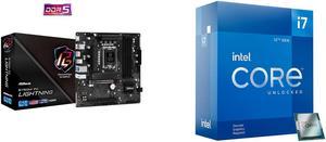 ASRock B760M PG Lightning LGA 1700 Intel B760 Micro ATX  DDR5 4 SATA3 Motherboard Intel Core i7-12700KF - Core i7 12th Gen Alder Lake 12-Core (8P+4E) 3.6 GHz LGA 1700 125W Desktop Processor - BX8071512700KF