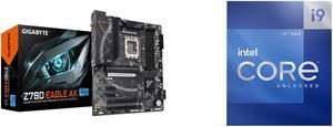 GIGABYTE Z790 EAGLE AX LGA 1700 Intel Z790 ATX Motherboard with DDR5, M.2, PCIe 5.0, USB 3.2 Gen2X2 Type-C, Intel Wi-Fi 6E, 2.5GbE LAN, Q-Flash Plus, EZ-Latch Intel Core i9-12900K - Core i9 12th Gen Alder Lake 16-Core (8P+8E) 3.2 GHz LGA 17