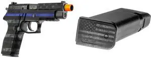 GunSkins Universal Pistol Skin (GS Thin Blue Line) GunSkins Pistol Mag Skin for Airsoft - 6 Pack (America Grey)