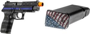 GunSkins Universal Pistol Skin (GS Thin Blue Line) GunSkins Pistol Mag Skin for Airsoft - 6 Pack (Proveil Victory)