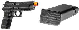GunSkins Universal Pistol Skin (GS America Grey) GunSkins Pistol Mag Skin for Airsoft - 6 Pack (America Grey)