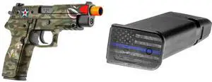 GunSkins Universal Pistol Skin (GS Bombshell Blonde) GunSkins Pistol Mag Skin for Airsoft - 6 Pack (Thin Blue Line)