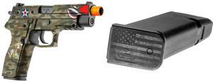 GunSkins Universal Pistol Skin (GS Bombshell Blonde) GunSkins Pistol Mag Skin for Airsoft - 6 Pack (America Grey)