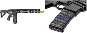 GunSkins AR-15 or M4 Style Rifle Skin for Airsoft AEG (America Grey) GunSkins AR-15/M4 Style Mag Skin for Airsoft (Thin Blue Line)