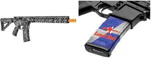 GunSkins AR-15 or M4 Style Rifle Skin for Airsoft AEG (Proveil Reaper Black) GunSkins AR-15/M4 Style Mag Skin for Airsoft (Lead Bull)