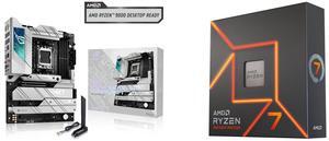 ASUS ROG STRIX X670E-A GAMING WIFI AMD X670 AM5 Ryzen Desktop 9000 8000 & 7000 ATX motherboard, 16+2 power stages, PCIe 5.0, DDR5, 4x M.2 slots with heatsink, USB 3.2 Gen 2x2, WiFi 6E, AI Cooling II AMD Ryzen 7 7700X - Zen 4 8-Core 4.5 GHz