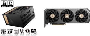 MSI - MEG Ai1300P PCIE5, 80+ PLATINUM Full Modular Gaming PSU, 12V-2x6 Cable, 5080 5090 ATX 3.1 & PCIE 5.1 Ready, 1300W Power Supply, 10 Year Warranty ZOTAC Solid OC GeForce RTX 5070 12GB 192-Bit GDDR7 PCI Express 5.0 DLSS 4.0 Graphics Card