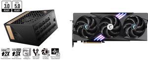 MSI - MEG Ai1300P PCIE5, 80+ PLATINUM Full Modular Gaming PSU, 12V-2x6 Cable, 5080 5090 ATX 3.1 & PCIE 5.1 Ready, 1300W Power Supply, 10 Year Warranty MSI Gaming GeForce RTX 5070 Ti Graphics Card RTX 5070 Ti 16G GAMING TRIO OC PLUS