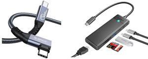 ORICO Cable Compatible with Thunderbolt 4 Right Angle 6.56FT, 40Gbps USB C to USB C Cable with 100W Charging/Display 8K@ 60Hz for MacBooks, iPad Pro, Thunderbolt 4/3 Hub and USB-C Device ORICO 6 IN 1 Type-C Laptop Docking Station with 4K@30